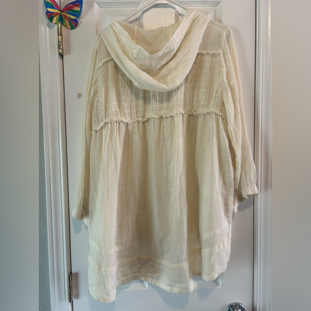 Free People linen button-up hooded top - Picture 6 of 9